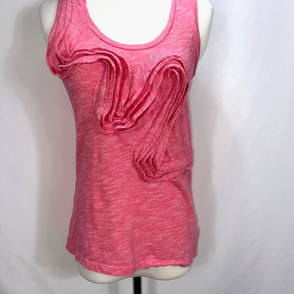 Anthropologie Little Yellow Button Swirl Sleeveless Knit Top Tank T-Shirt - Picture 3 of 10
